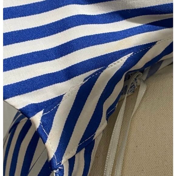 Zara Blue White Striped Collared Tunic Long Sleeve Shirt Dress Size Medium - Picture 8 of 8